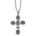 Chisel Stainless Steel Antiqued Polished and Textured Cross Pendant on a 22 inch Cable Chain Necklace