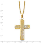 Chisel Stainless Steel Polished Yellow IP-plated with CZ Cross Pendant on a 22 inch Cable Chain Necklace