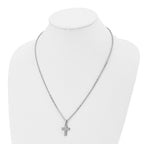 Chisel Stainless Steel Polished Crystal Cross Pendant on a 22 inch Cable Chain Necklace