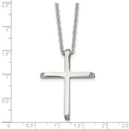 Chisel Stainless Steel Polished with CZ Ends Cross Pendant on a 22 inch Cable Chain Necklace