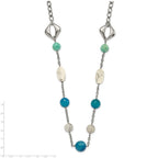 Stainless Steel Blue Jade, Green Agate & Howlite w/1.5in ext Necklace