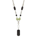 Stainless Steel Prehnite, Crystal & Black Agate w/1.5in ext Drop Necklace