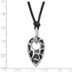 Stainless Steel Polished Black Resin Pendant w/ 2 in ext Necklace