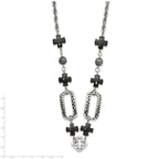 Stainless Steel Polished/Antiqued Black Agate & Resin w/ 2in ext. Necklace