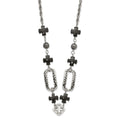 Stainless Steel Polished/Antiqued Black Agate & Resin w/ 2in ext. Necklace