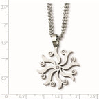 Stainless Steel Snowflake w/ CZs 22in Necklace