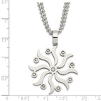 Stainless Steel Snowflake w/ CZs 22in Necklace