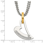 Stainless Steel Yellow IP-plated Polished CZ Heart Necklace
