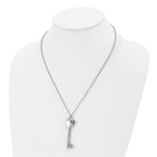Chisel Stainless Steel Polished with CZ Heart Key Pendant on a 20 inch Cable Chain Necklace