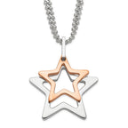 Stainless Steel & Rose IP-plated Stars Necklace