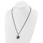 Stainless Steel Black Rubber Fancy Circles 22in Necklace