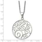 Chisel Stainless Steel Polished Fancy Swirl Pendant on a 22 inch Cable Chain Necklace