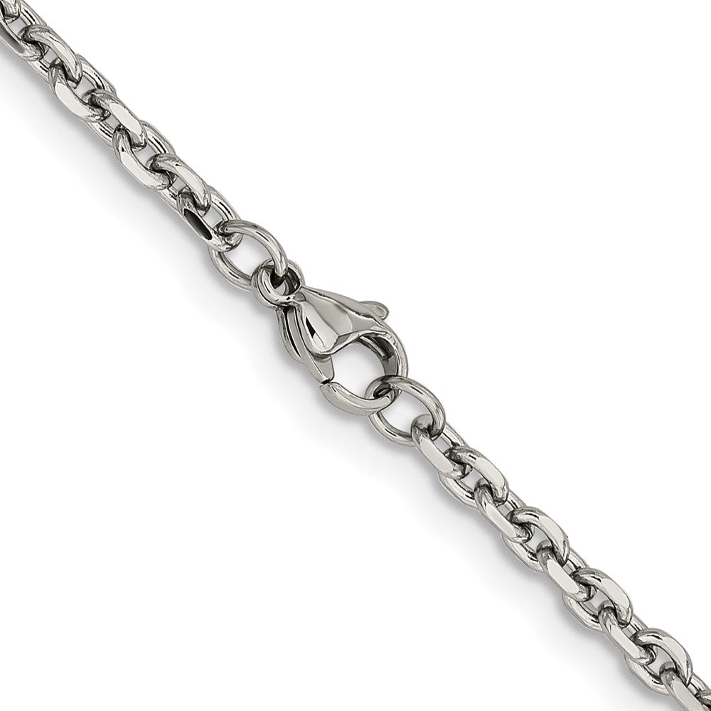 Chisel Stainless Steel Polished Diamond-cut 3.4mm Cable Chain