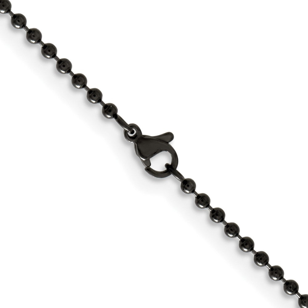 Chisel Stainless Steel Polished Black IP-plated 2.4mm Ball Chain