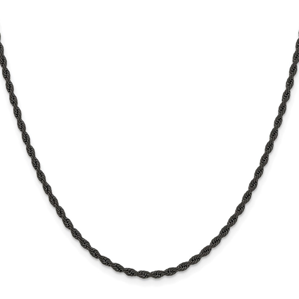 Chisel Stainless Steel Polished Black IP-plated 2.4mm Rope Chain