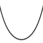 Chisel Stainless Steel Polished Black IP-plated 2.4mm Rope Chain