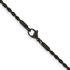 Chisel Stainless Steel Polished Black IP-plated 2.4mm Rope Chain