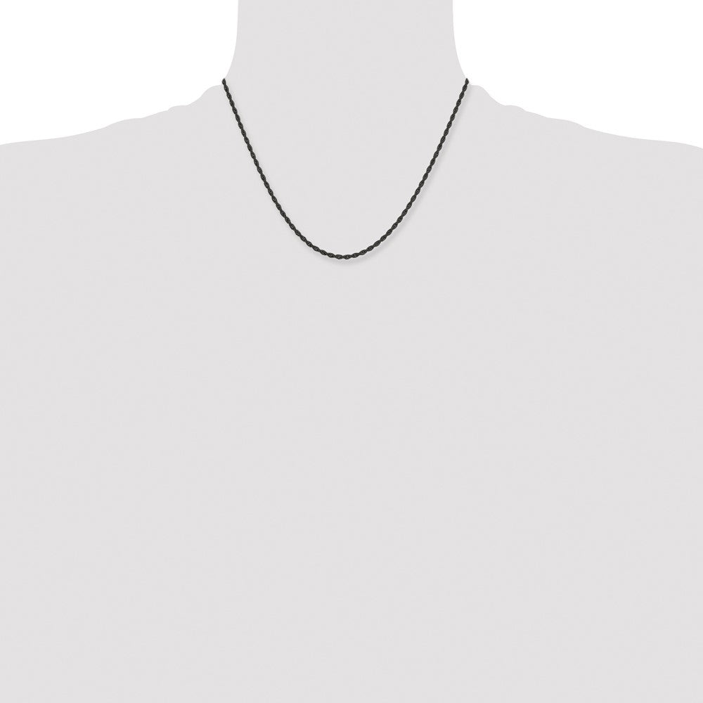 Chisel Stainless Steel Polished Black IP-plated 2.4mm Rope Chain