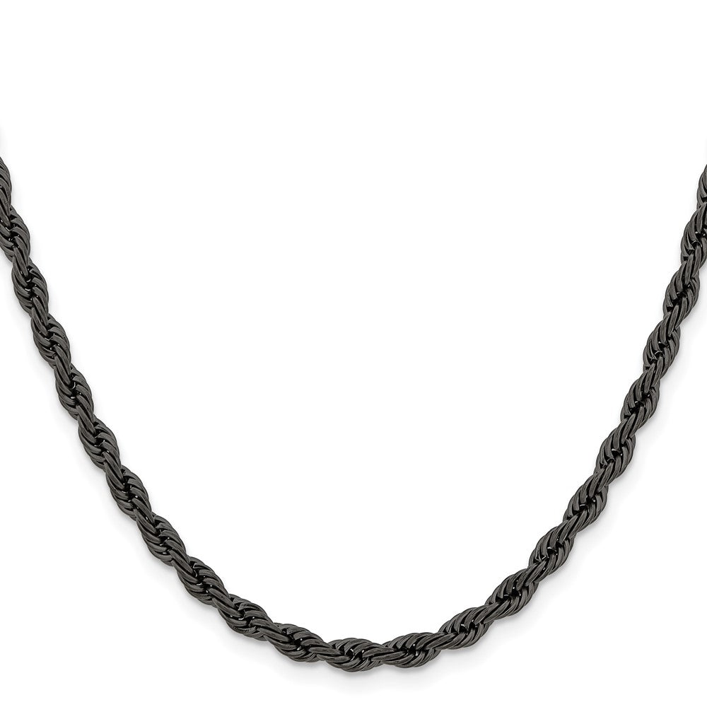 Chisel Stainless Steel Polished Black IP-plated 4mm Rope Chain