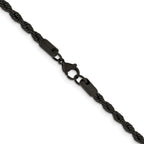Chisel Stainless Steel Polished Black IP-plated 4mm Rope Chain