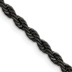 Chisel Stainless Steel Polished Black IP-plated 4mm Rope Chain
