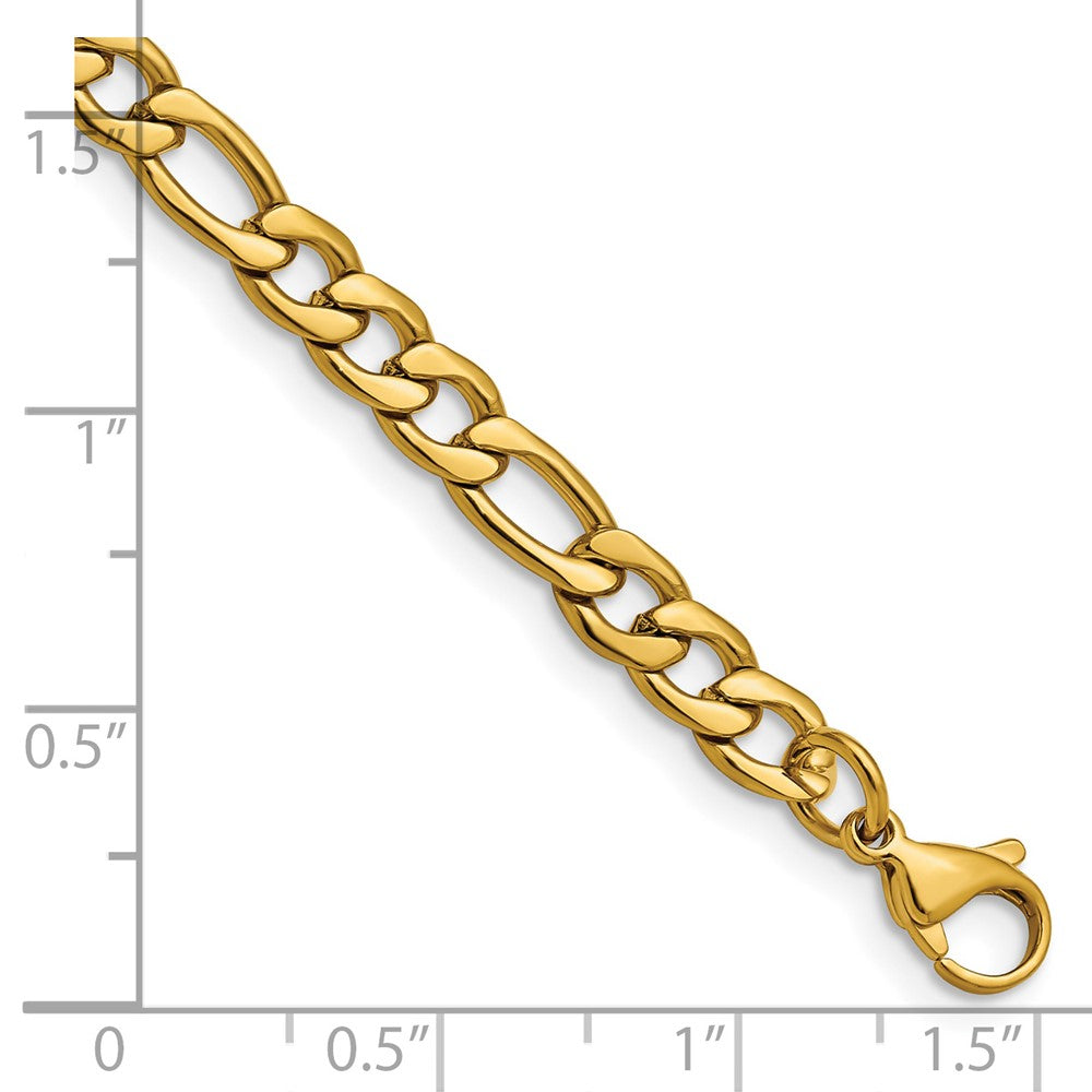Chisel Stainless Steel Polished Yellow IP-plated 6.3mm Figaro Chain