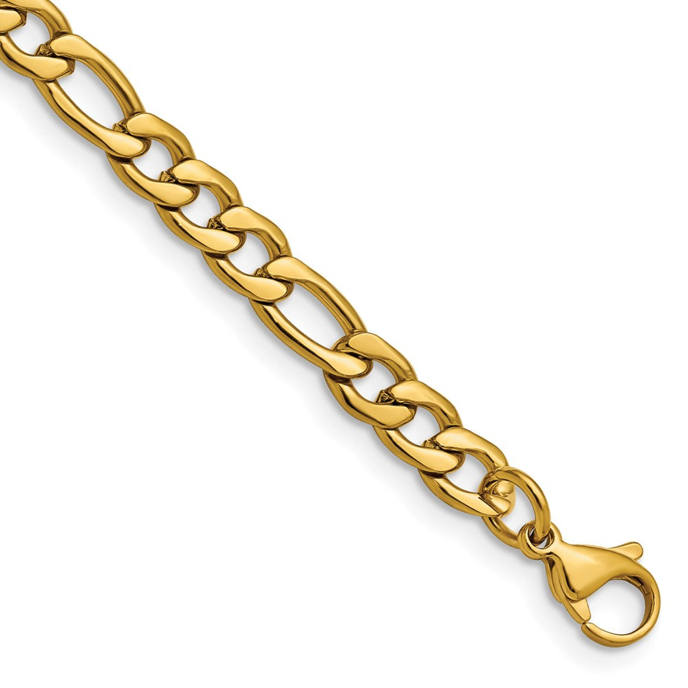Chisel Stainless Steel Polished Yellow IP-plated 6.3mm Figaro Chain