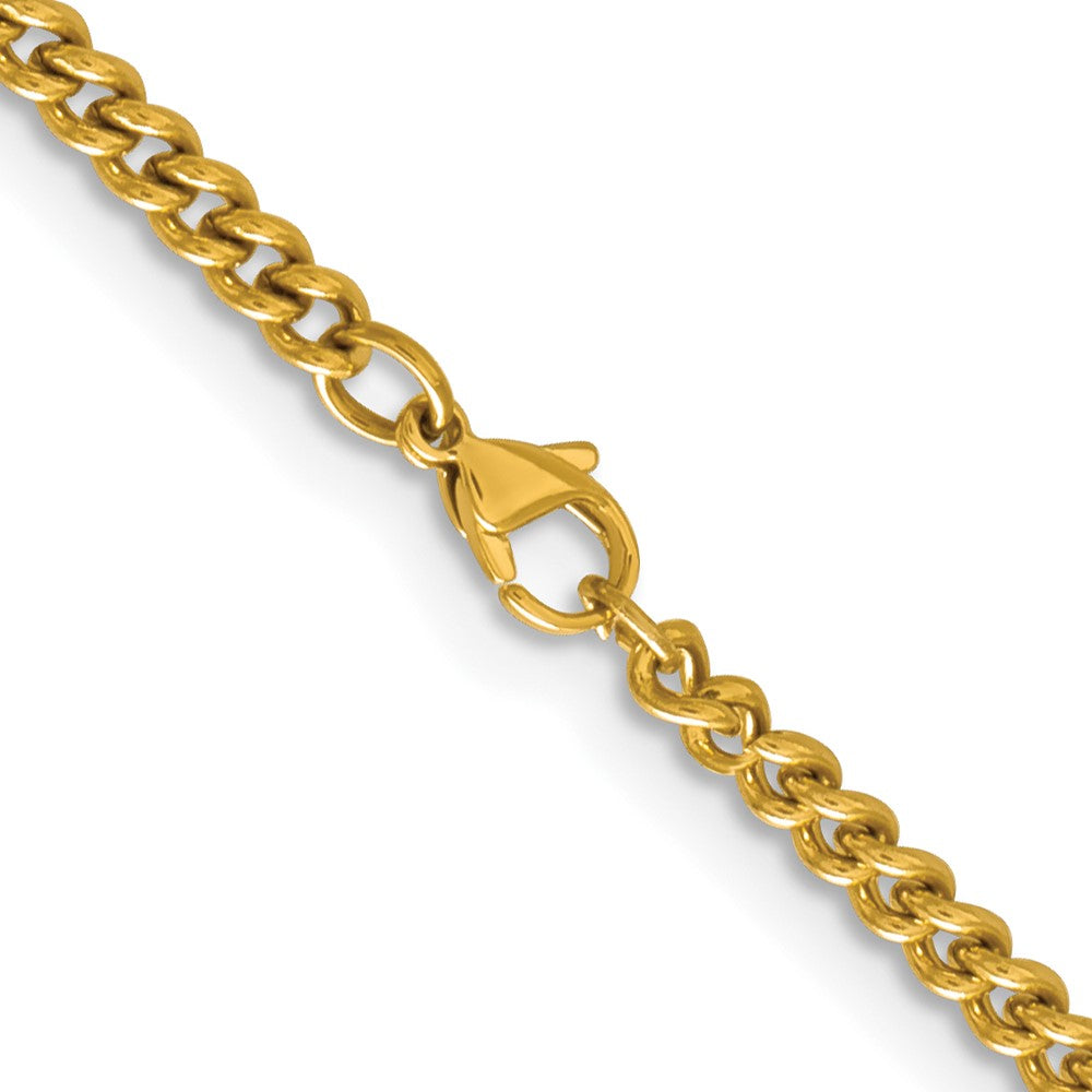Chisel Stainless Steel Polished Yellow IP-plated 4mm Round Curb Chain