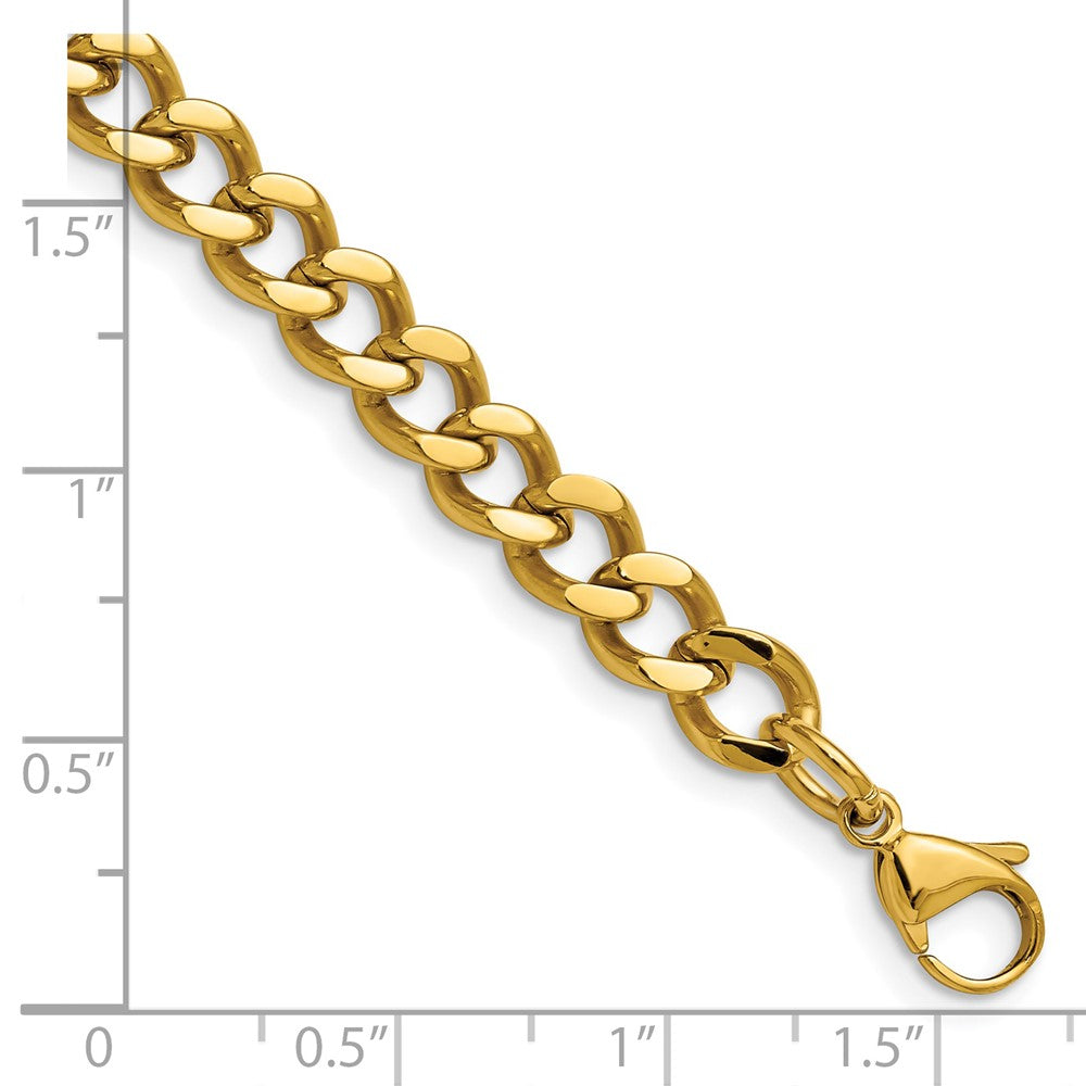Chisel Stainless Steel Polished Yellow IP-plated 7.5mm Curb Chain