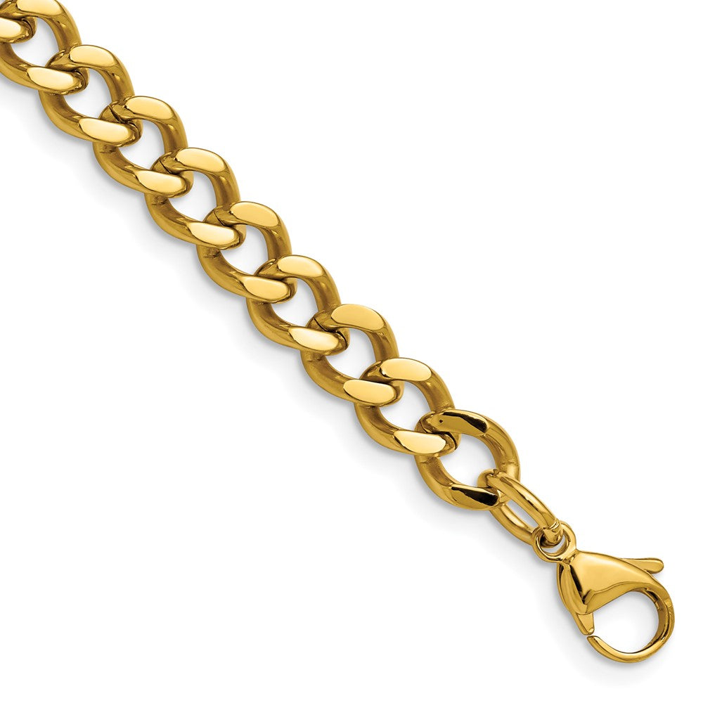 Chisel Stainless Steel Polished Yellow IP-plated 7.5mm Curb Chain