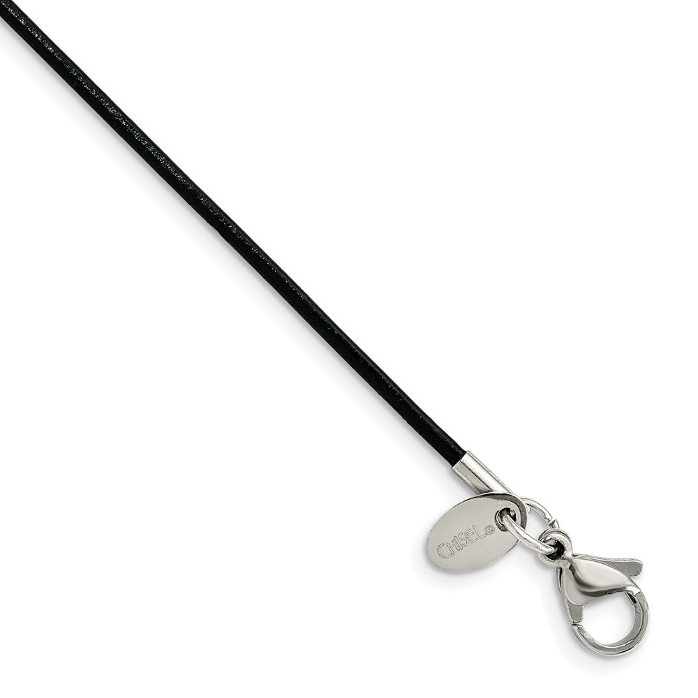 Chisel Stainless Steel Black Leather Cord Necklace