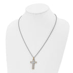 Chisel Stainless Steel Polished Laser Cut Center Yellow IP-plated Moveable Cross Pendant on 22 inch Rope Chain Necklace