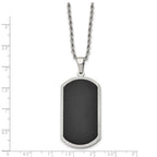 Chisel Stainless Steel Brushed Black-plated Laser Cut Edge Dog Tag on a 24 inch Rope Chain Necklace
