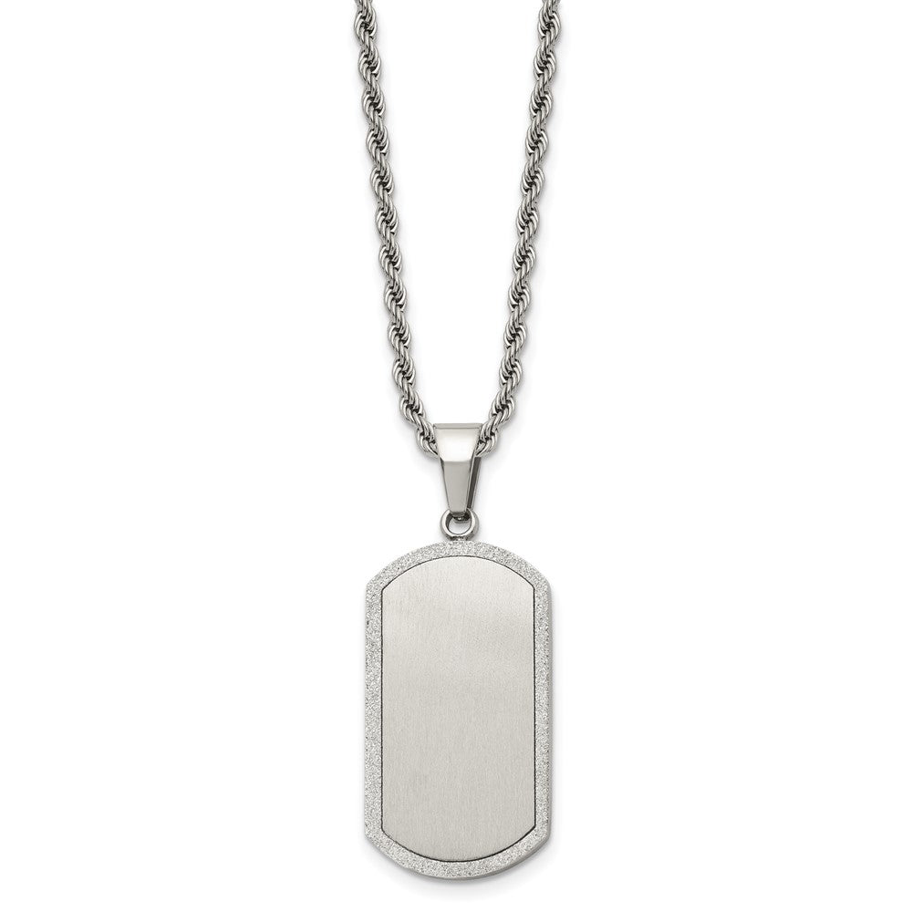 Chisel Stainless Steel Brushed Laser Cut Edges Dog Tag on a 22 inch Rope Chain Necklace