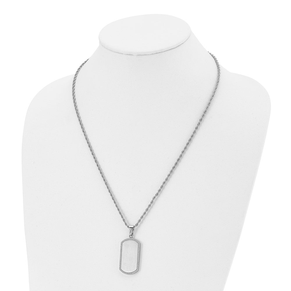 Chisel Stainless Steel Brushed Laser Cut Edges Dog Tag on a 22 inch Rope Chain Necklace