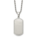 Chisel Stainless Steel Brushed Laser Cut Edges Dog Tag on a 22 inch Rope Chain Necklace