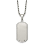 Chisel Stainless Steel Brushed Laser Cut Edges Dog Tag on a 22 inch Rope Chain Necklace