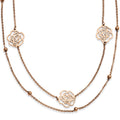 Stainless Steel Pink IP-plated Flowers with extension Necklace