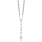 Chisel Stainless Steel Polished 8mm Beaded 32.5 inch Rosary Necklace