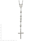 Chisel Stainless Steel Polished 8mm Beaded 32.5 inch Rosary Necklace
