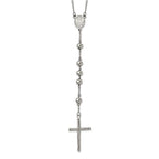 Chisel Stainless Steel Polished 8mm Beaded 32.5 inch Rosary Necklace