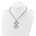Stainless Steel Brushed & Polished Circles 16.5in w/1in ext Necklace