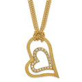 Stainless Steel Yellow IP-plated Laser-cut Heart w/CZs 20in Necklace