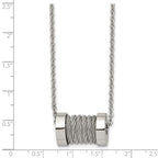 Stainless Steel Brushed and Polished Wire Barrel 24in Necklace