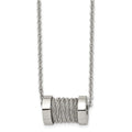 Stainless Steel Brushed and Polished Wire Barrel 24in Necklace