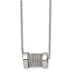 Stainless Steel Brushed and Polished Wire Barrel 24in Necklace