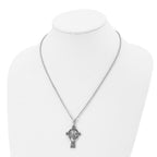 Chisel Stainless Steel Antiqued and Polished Claddagh Cross Pendant on a 20 inch Cable Chain Necklace