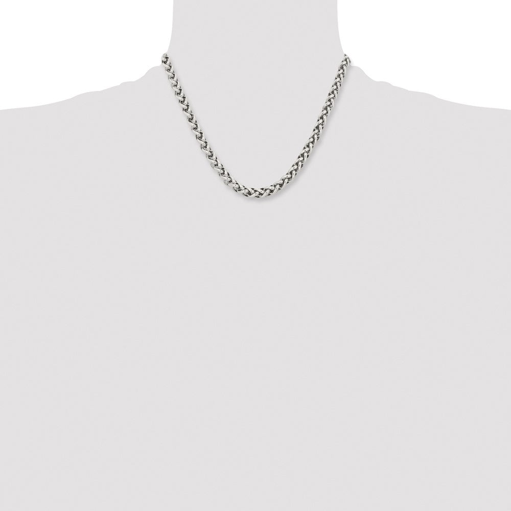 Chisel Stainless Steel Polished Wheat Chain Necklace