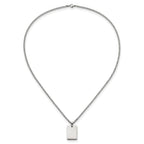 Chisel Stainless Steel Polished Rectangle Dog Tag on a 24 inch Curb Chain Necklace