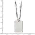 Chisel Stainless Steel Polished Rectangle Dog Tag on a 24 inch Curb Chain Necklace